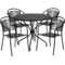 Emma and Oliver Commercial 35.25" Round Metal Garden Patio Table Set w/ 4 Round Back Chairs
